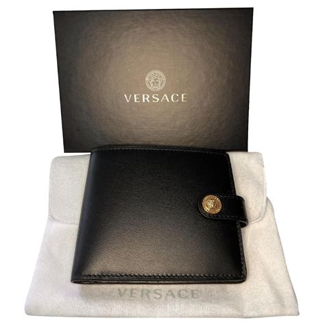 black leather versace parfums wallet worth|Versace wallet.